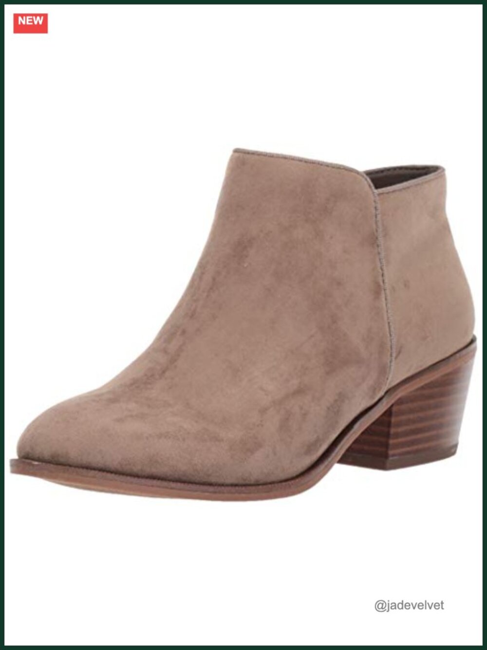 Low Heel Ankle Boots with Side Zipper Stacked Block Heel Faux Suede